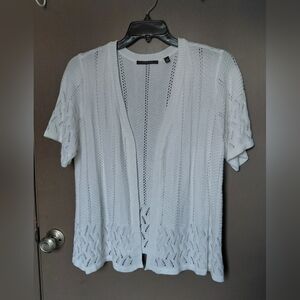 Cyrus White Open-Front Cardigan